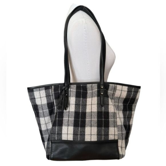 Danielle Nicole Hudson Tote Bag in Black and White Plaid EUC - Picture 6 of 15